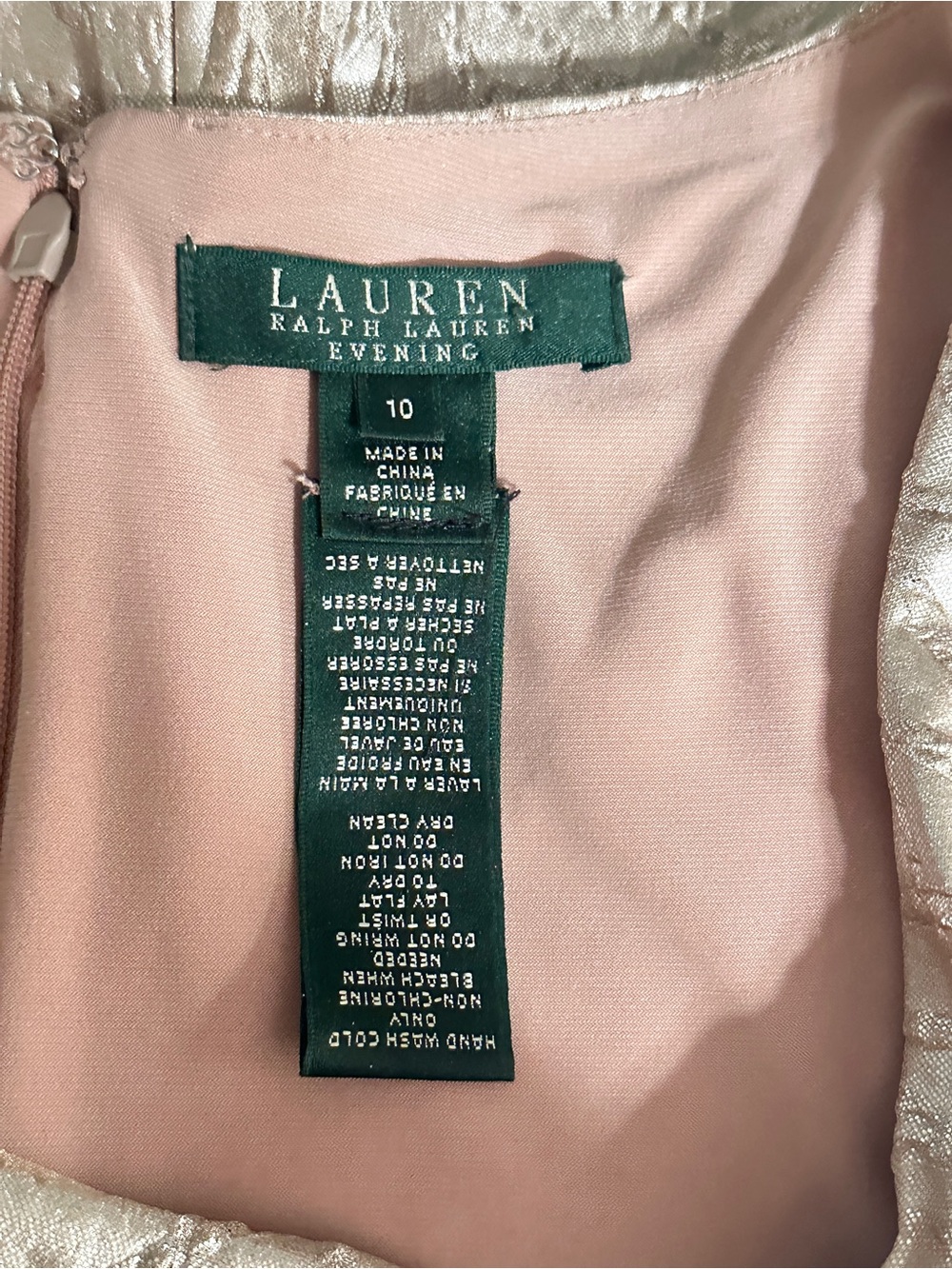 Lauren Ralph Lauren Maxi Evening Gown Formal Rose Gold Floral Cowl Neck Size 10 - Picture 3 of 3